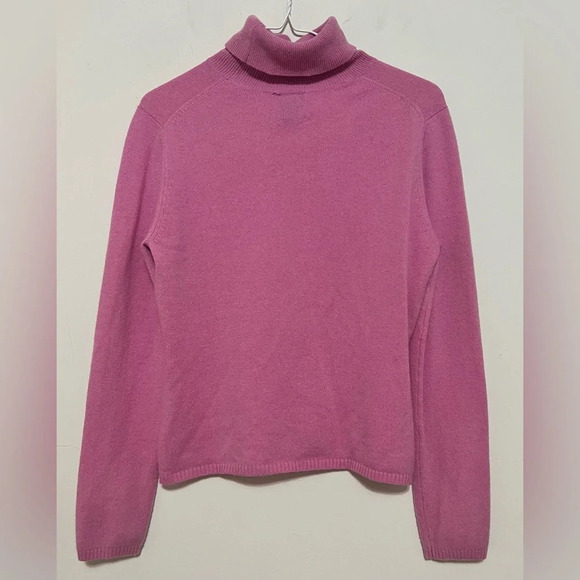 EVIE Cashmere Wool Blend Turtleneck Sweater Pink Large - Picture 2 of 15